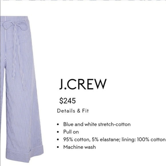 J. Crew Seersucker blue stripe cropped wide leg pants Sz 6​ - Picture 5 of 10